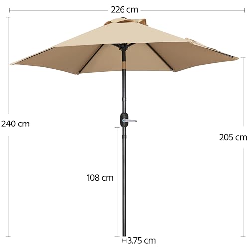 Yaheetech 7.5FT Patio Umbrella Market Umbrella with 6 Ribs Push Button Tilt and Crank Garden Table Umbrella for Garden, Deck, Backyard, Pool, Beach Tan - color: Tan, size: 7.5FT