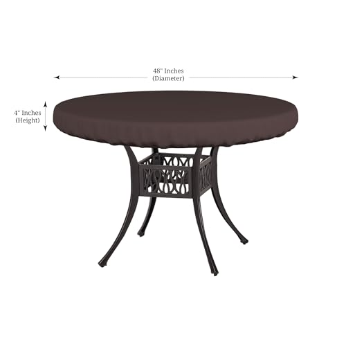 Covers & All Round Table Top Cover, 12 Oz Waterproof UV & Weather Resistant Patio Table Cover, Outdoor Table Cover for Patio Outdoor Furniture & Coffee Table (48" Dia x 4" H Inches, Coffee) - color: Coffee, size: 48" Dia x 4" H