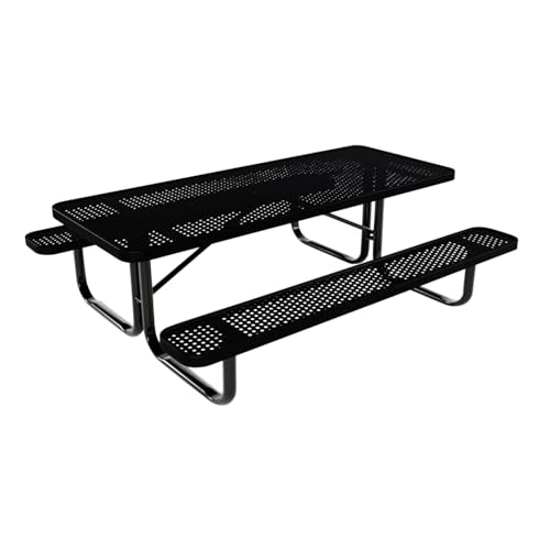 COATEDOUTDOORFURNITURE Heavy-Duty Portable Outdoor Kids Table, Punched Steel Kids Picnic Table, Commercial-Grade Picnic Table, Made in America (6ft Rectangular, Childrens, Black) - color: Black, size: 6 Ft, Rectangle Childrens, Punched Steel