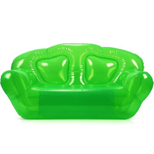Kigley Inflatable Chair Blow Up Couches Transparent Inflatable Sofa Seat Yard Patio Portable Air Couch Furniture for Outdoor Indoor Camping Beach Room(Double Seat,Green) - color: Green