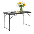 PayLessHere Folding Camping Table Plastic Picnic Table Office Table for Parties Wedding Camping Office with Carrying Handle (Black, 4 FT) - color: Black, size: 4 FT