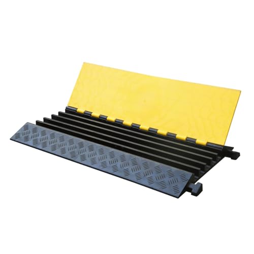 Kable Kontrol Atlas Heavy Duty Cable Protector Ramp - 5 Channel - 1 Pc - 36" Long Black & Yellow - 36,000 Lbs Capacity - Rubber Speed Bump Wire Protector Cord Cover - CP9988 - size: 5 Channel - 1 Unit