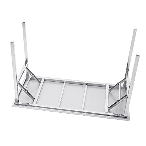 Small Stainless Steel Folding Table, Portable Camp Picnic Party Dining Table No Assembly Sturdy Small Folding Desk (48" x 24")… - size: 48*24
