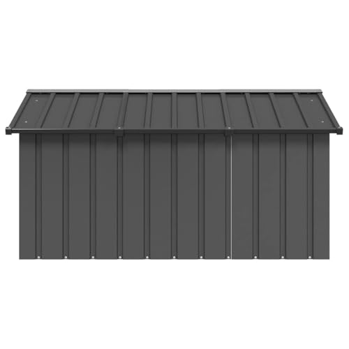 Outdoor Dog Kennel with Steel Roof and Walls, Waterproof Dog Playpen with Open Entrance, Animal Hutch Shelter from Rain and Wind, Anthracite 45.9"x60.2"x32.1" Galvanized Steel,-653 - color: Anthracite, size: 45.9"x60.2"x32.1"