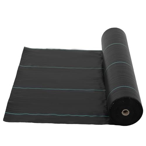 Broadfashion 4ft x 250ft Premium Weed Barrier Landscape Fabric, 5oz Heavy Duty, Weed Control Fabric, High Permeability Good for Flower Bed, Driveway Fabric Ground Cover - size: 4ft x 250ft & 5 oz