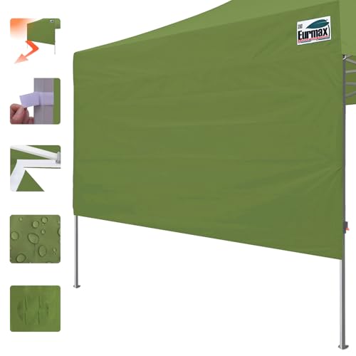 Eurmax USA 10x4.8 Pop Up Canopy SunWall-UV Protection for Tents,Blocks Sunlight&Wind,Water Resistant Side Wall Only,Easy Hook & Loop Installation,Fit for 10FT Straight Leg Shelters&Gazebo,Field Green - color: field green, size: 10x4.8