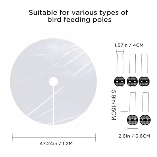 2 PCS 47.24 Inch Round Bird Droppings Mat - Clear PE Bird Seed Catcher | Intercepts Droppings & Birdseed, Protects Grass | Waterproof Weather-Resistant | Fits Shepherd Hooks & Poles