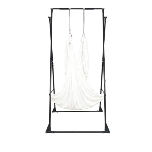 VEVOR Yoga Stand Frame, Max 441-551 lbs Load Swing Stand, Triangular Structure Aerial Rig, Aerial Silk Stands with Yoga Hammock, Standard & Height-Adjustable Version - color: White, style: Height-Adjustable Version