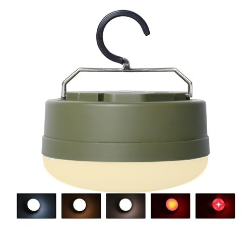 LED Camping Light,4Modes Portable AA Battery Powered Hanging Tent Lantern with Magnetic Base and Foldable Hook for Emergency Use or Campsites, (Without Batteries-Green) - size: Green