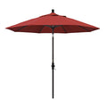 California Umbrella 9' Round Aluminum Market Umbrella, Crank Lift, Collar Tilt, Bronze Pole, Red Olefin - color: Red