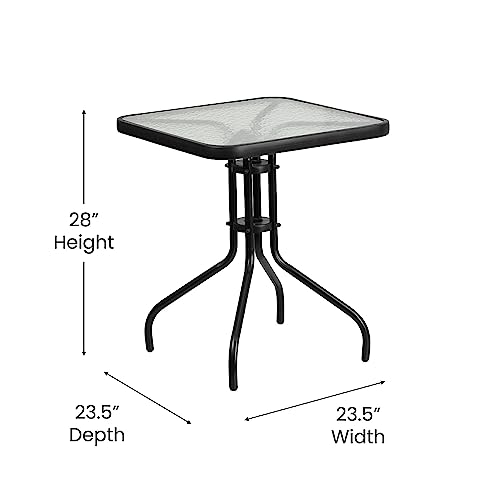 Flash Furniture Barker 23.5" Square Indoor/Outdoor Tempered Glass Patio Side Table, Outdoor Patio Table for Commercial or Residential Use, Clear/Black - color: Clear/Black, size: 23.5" Square