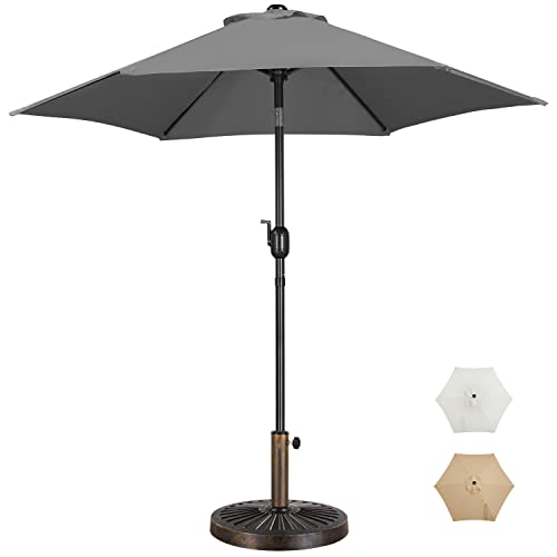 Yaheetech 7.5FT Patio Umbrella Outdoor with Heavy Duty Base Included,Table Umbrella with Push Button Tilt and Crank, UV Protection Waterproof for Yard/Outdoor/Wedding Parties and Events - Gray - color: Gray, size: 7.5FT