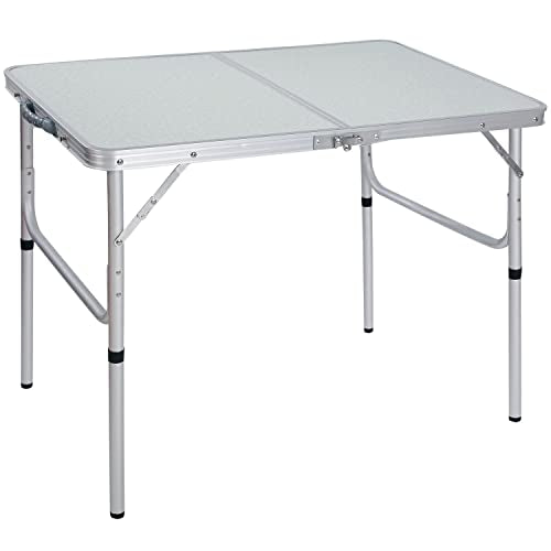 REDCAMP Aluminum Camping Table 3 Foot, Portable Folding Table Adjustable Height Lightweight for Picnic Beach Outdoor Indoor, White 36 x 24 inch - size: 3-Feet (2 heights 15"/28")