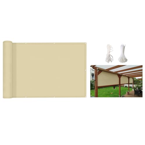3.3'x16' Aiwi Space Privacy Fence Screen, 100% Solid Non-See-Through Privacy Fence Panel, Garden Fence, Full Privacy Protect for Balcony, Backyard,Porch, Railing and Pool, Beige - color: Beige, size: 3.3' x 16'