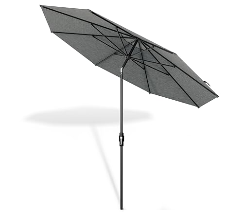 Midtown Umbrellas – The Swilt 8 Ft Patio Umbrellas with 360° Swivel & Tilt Mechanism, 8 Fiberglass Ribs & Terylast Polyester Fabric for Backyard, Deck, Pool & Cafes - Greige Canopy, Black Pole - color: Terylast Greige, size: 8 Feet