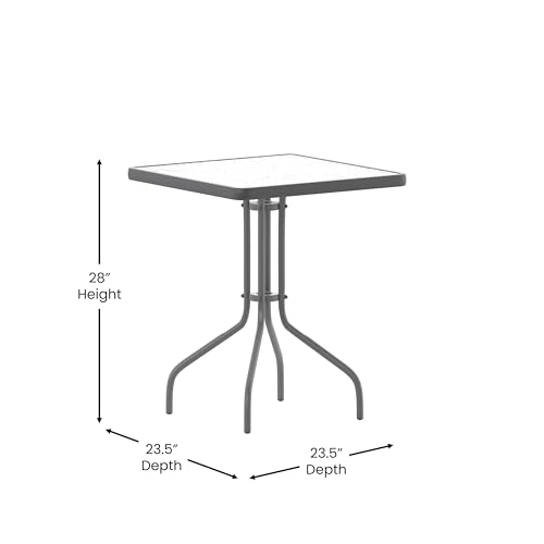 Flash Furniture Barker 23.5'' Square Tempered Glass Metal Table, Silver - color: Clear Top/Silver Frame, size: 23.5" Square