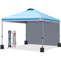 MASTERCANOPY Durable Pop-up Canopy Tent with 1 Sidewall (10'x10',Sky Blue Stripe) - color: Sky Blue Stripe, size: 10x10