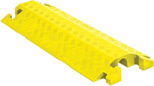 Checkers 1 Channel Industrial Drive Over Cable Protector, Drop Over for 2.25" Lines, 23k/Axle Load Capacity Hose and Cable Ramp for Heavy Duty Equipment, Made in The USA, Yellow, CP1X225-GP-DO-Y - color: Yellow, style: Drop Over