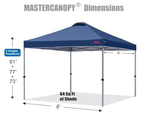 MASTERCANOPY Canopy Tent with Roller Bag (8x8, Navy Blue) - color: Navy Blue, size: 8x8