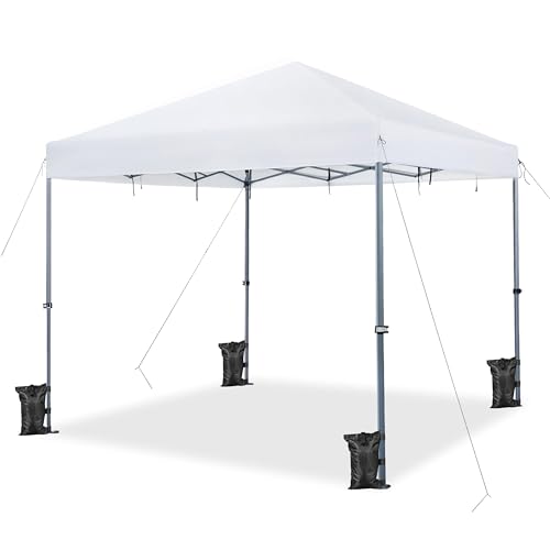 Yaheetech 12x12 Pop Up Canopy Easy Set-up Tent, Portable Outdoor Canopy Instant Tent, Commercial Gazebo with Wheeled Carry Bag & 4 Sandbags for Home, Party & Outdoor Activities, White - color: White, size: 12x12