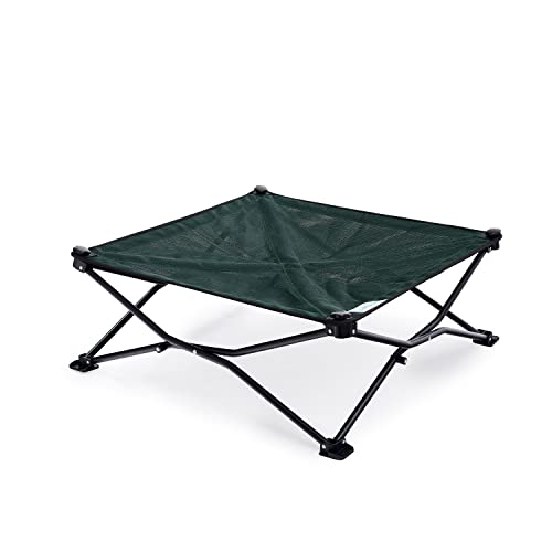 Coolaroo On-The-Go Elevated Dog Bed - Foldable Pop-Up Travel Dog Bed with Breathable, Moisture-Resistant Fabric, Carry Bag Included, Lightweight & Portable, Brunswick Green, Medium - color: Brunswick Green, style: Medium