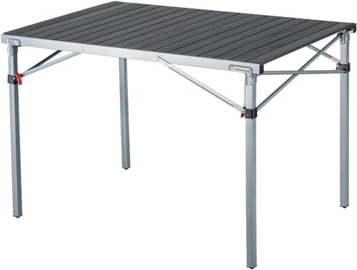 KingCamp Aluminum Folding Camp Table - Lightweight, Portable, Roll Up for Outdoor Camping, Picnic, Barbecue - color: Silver/Black_42.1"x27.6",4-6 Persom