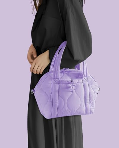 WONDAY Insulated Lunch Bags for Women, 12L Puffy Lunch Tote with Shoulder Strap, Waterproof, Leakproof, Reusable, Keeps Food Fresh, Perfect for Work, Travel, Picnic - color: Purple
