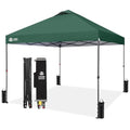 CROWN SHADES 10x10 Pop Up Canopy - Patented Center Lock One Push Instant Outdoor Canopy Beach Tent with STO-N-Go Bag 8 Stakes & 4 Sand Bags，Forest Green - style: Forest green