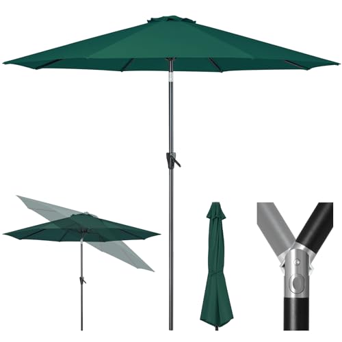 Tempera Patio Market Outdoor Table Umbrella with Push Button Tilt and Crank, Large Sun Umbrella with Sturdy Pole & Fade Resistant Canopy, Easy to Set - color: Forest Green, size: 10 FT