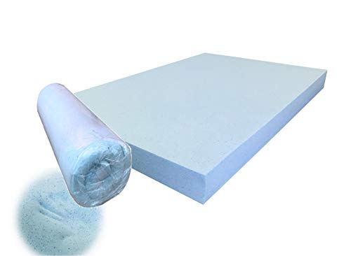 Pet Dog Bed Blue Cooling Gel Infused High Density Solid Memory Foam Pad (37x27x4 inches) - color: Blue, size: 37 x 27 x 4 in gel infused (Pack of 1)