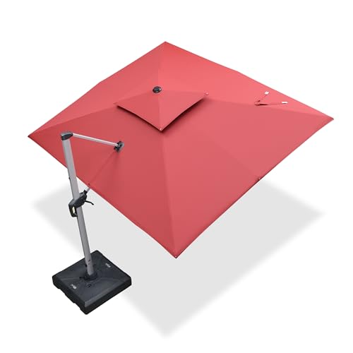 PURPLE LEAF 9' X 11' Patio Umbrella Outdoor Rectangle Umbrella Large Cantilever Umbrella Windproof Offset Heavy Duty Sun for Garden Deck Pool Patio, Terra - color: Terra, size: 9' X 11'