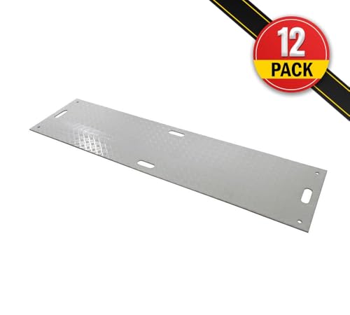 Mytee Products 12 Pk 2' x 8' - 1/2" Thick Heavy Duty White Ground Protection Mats with Diamond Plated Tread - Easily Supports 50 Ton Loads - HDPE Construction Mat for Equipment Lawns Landscapers - color: White, size: 2 x 8 Feet, style: 12 - Pack