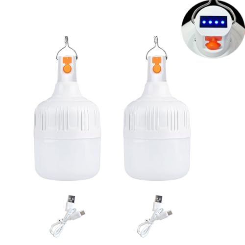 [1200lm] 90W 4 Power Display Camping Lights Portable Rechargeable Lantern Hanging Tent Lamp Battery Bulbs Outdoor High Bright 3 Mode for Power Outages Canopy Vendors Gathering Emergency 2 Pack - color: 90W-4 Level Power Display-2pack