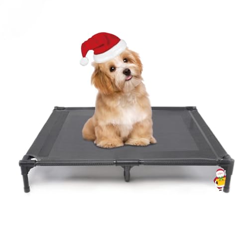 suddus Elevated Dog Bed for Medium Dogs, Dual Support Cooling Cot with Teslin Mesh, Portable Waterproof Pet Bed for Indoor/Outdoor Use, Medium, 30x23x6.3 Inch, Grey - color: Grey, size: M (30"Lx 23"Wx6.3"H)