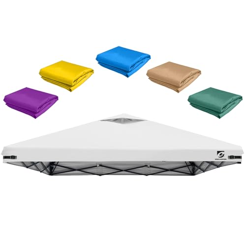 10x10 Pop Up Canopy Replacement Top Cover with Air Vent for Straight Leg Canopy Tent, Waterproof for Outdoor Garden Patio Camping Sun Shade (Grayish White) - color: Grayish White