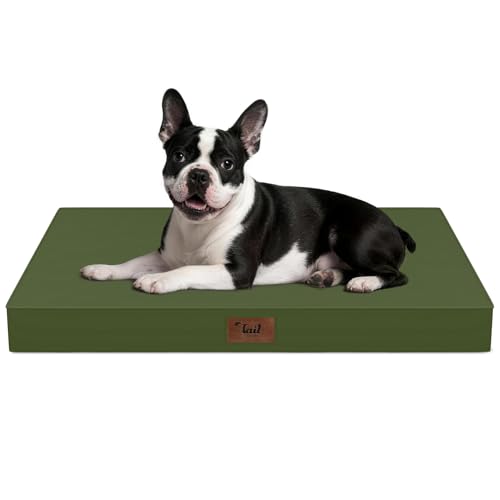 Outdoor Dog Bed for Small Dogs, Waterproof Dog Crate Bed for Medium Dogs Cats, Orthopedic Egg Crate Foam Pet Bed with Washable Removable Oxford Cover, Amy Green - color: Amy Green, size: 29.0"L x 18.0"W x 3.0"Th