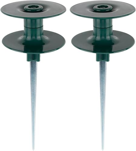 FONTOI 10 Inch Hose Guide Stakes, Durable Rust Free Zink Hose Guides for Garden, Heavy Duty Dark Green Spin Top, Garden Hose Guide Stakes Metal for Plant Protection Greenhouse, Patio Lawn, 2PCS - color: ‎Dark Green D