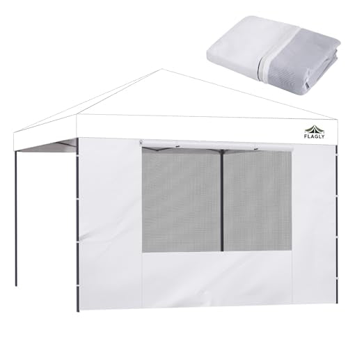 10x10 Pop Up Canopy Sidewall - 1 PC 300D Waterproof Attachable Tent Wall, Privacy Shade for Outdoor Events, Vendor Booths (Tent Not Included, with Square Mesh Window) - style: with Square Window