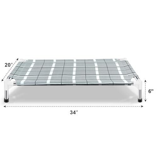 Elevated Raised Outdoor Dog Bed - Cooling Lifted Outside Dogs Cot Bed with Non-Slip Feet Dog Hammock Bed with Stainless Steel Frame Portable Puppy Pet Bed for Indoor & Outdoor - size: (M-):34'' x 20'' x 6''