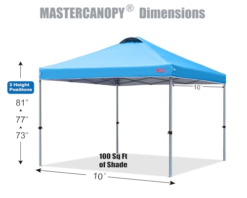 MASTERCANOPY Durable Pop-up Canopy Tent with Roller Bag (10x10, Sky Blue) - color: Sky Blue, size: 10x10
