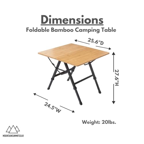 MOUNTAIN SUMMIT GEAR Foldable Bamboo Patio Table for Indoor/Outdoor Use (Made by Caddis Sports)