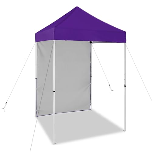 EAGLE PEAK Pop up Canopy 5x5, Outdoor Portable Canopy Tent with One Removable Sunwall, Carry Bag Included, Purple - color: Purple