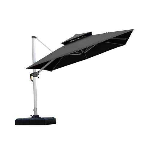 PURPLE LEAF 9ft Patio Umbrella Outdoor Square Umbrella Large Cantilever Umbrella Windproof Offset Heavy Duty Sun for Garden Deck Pool Patio, Black - color: Black, size: 9' X 9'