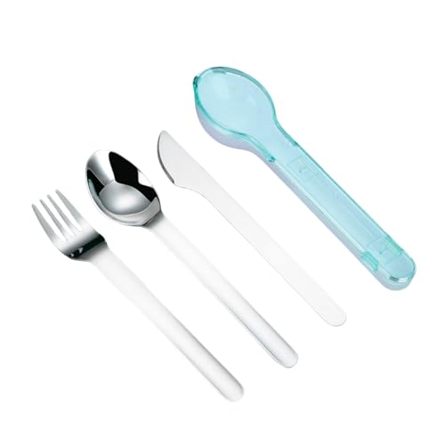 Travel Cutlery Set with Case Portable Silverware Utensils Set,ABS cutlery box, spoon and forkReusable Flatware Set Cutlery Set for Camping Picnic Hiking Office (green), 1, BXCJ01 - color: Green