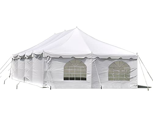 Party Tents Direct 20 x 40 Weekender Pole Tent with Sidewalls, Heavy Duty Waterproof PVC White Canopy, Easy Up Outdoor Event Pavilion Gazebo for Weddings, Parties, Graduations, and Banquets - color: White, size: 20' x 40'