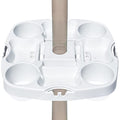Myard 15'' Pro Universal Beach Umbrella Table Tray with Tablet Slots, Earpod Holds, Drink Holders, Snack Grooves, Phone Slots, Sunglasses Holes, Small Bag Hangers for Beach, Swimming Pool (White) - color: White