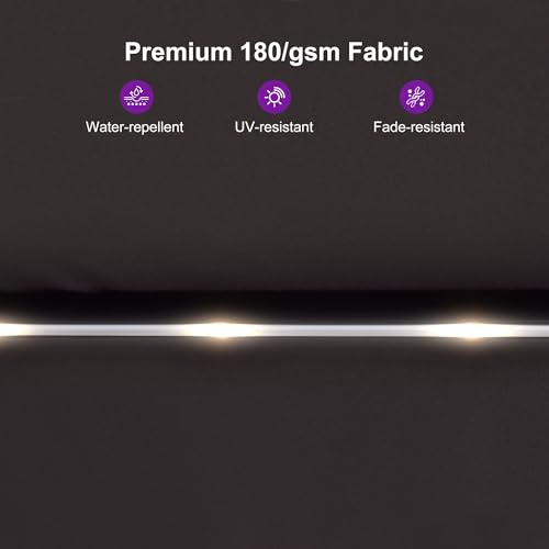 PURPLE LEAF 13ft Patio Market Umbrella with Solar LED and Base Double-Sided Rectangle Outdoor Table Sun Umbrellas with Crank for Pool Beach Deck Backyard Gray - color: Gray, size: 13' X 7' with Lights