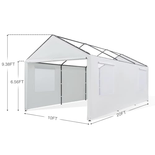 Carport Replacement Side Wall Tarp Top for 10' x 20' Carport Frame Replacement Sidewall Cover (White Top Cover and Frame Not Included)