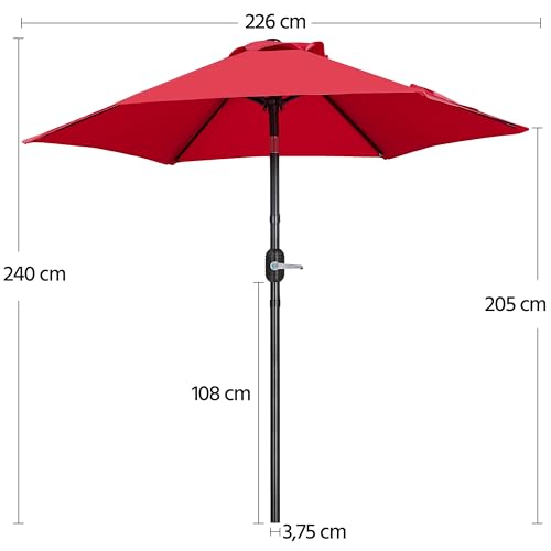 Yaheetech 7.5FT Patio Umbrella Market Umbrella with 6 Ribs Push Button Tilt and Crank Garden Table Umbrella for Garden, Deck, Backyard, Pool, Beach Red - color: Red, size: 7.5FT