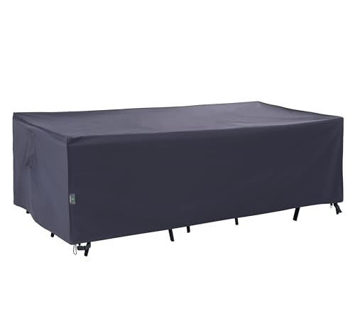 F&J Outdoors Patio Table Covers for Outdoor Furniture, UV Resistant Waterproof Snow Protection for Rectangular/Oval Dining Tables, 74 x 47 x 27.5 inches, Grey - size: 74"(W)x47"(D)x27.5"(H)
